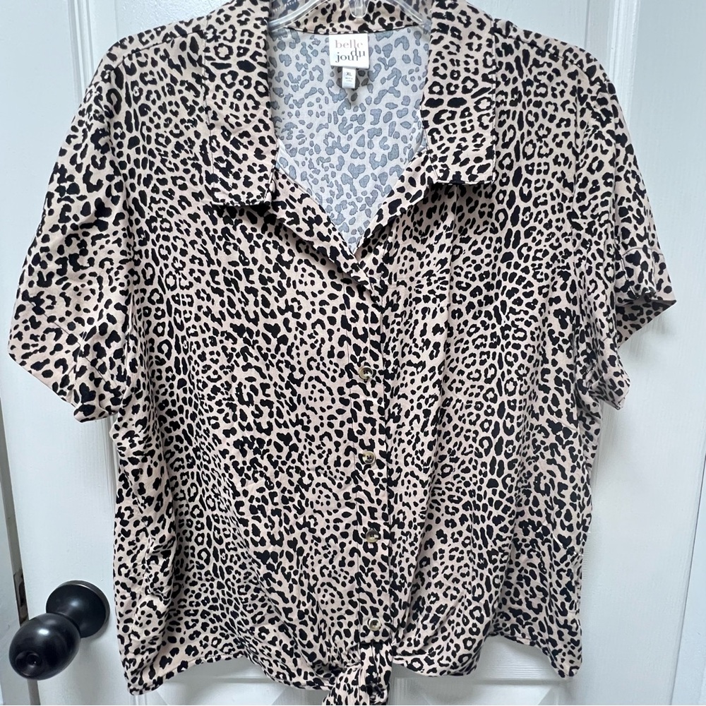 Leopard Print Button-Up Blouse